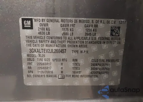 2018 GMC Terrain Sle from USA, damaged, VIN 3GKALTEV2JL260457